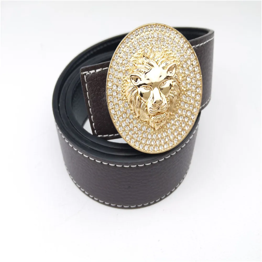 Marke Diamant mit Löwenschnalle Gürtel für Männer und Frauen Designer Leder Mode Taille Gürtel gute Qualität_voghion.com