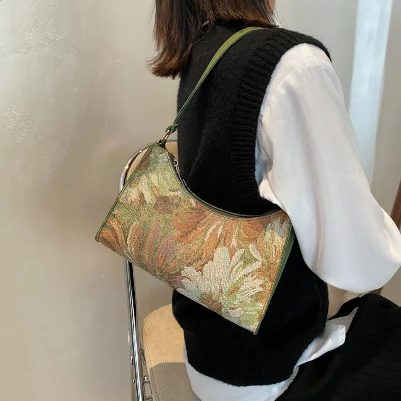 Moda Vintage Donna Olio Dipinto Spalla Signore Semplice wer Femminile Ascella Hobos Borse Piccola Frizione Borsa Tote 241120_voghion.com
