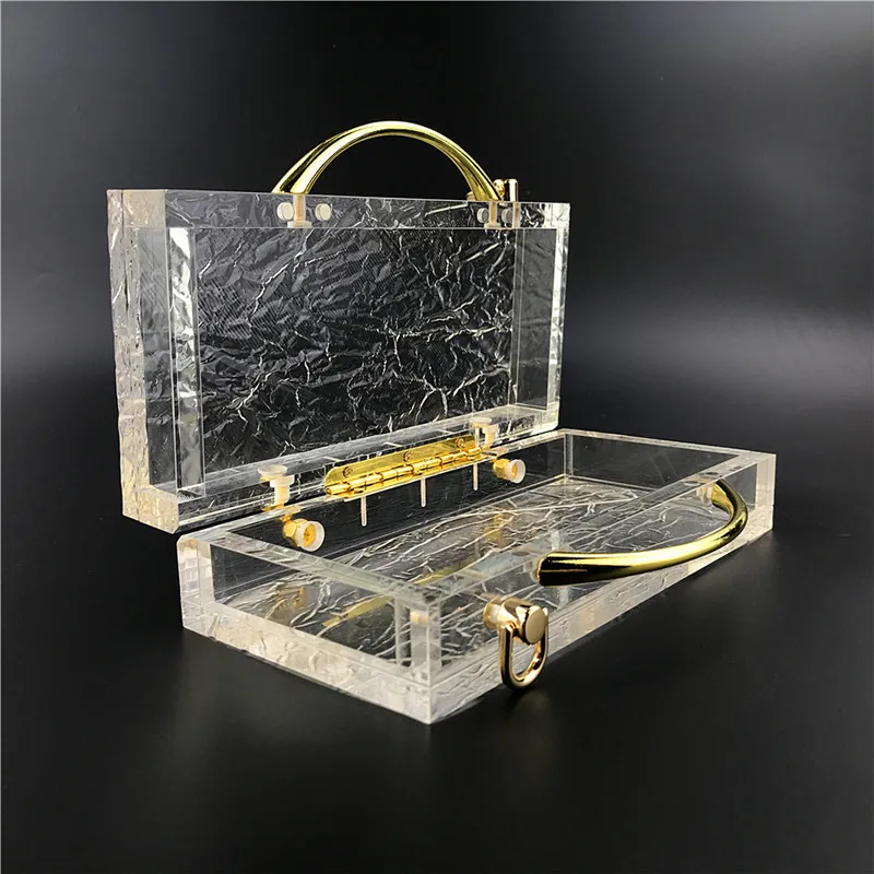 Borsa a secchiello in acrilico per feste serali, pochette trasparente in plastica trasparente Sier Designer Bags_voghion.com