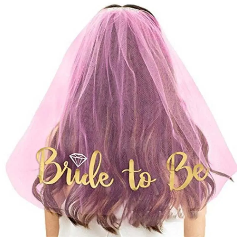 Gioielli per capelli per addio al nubilato, per futura sposa con pettine e velo da sposa corto_voghion.com