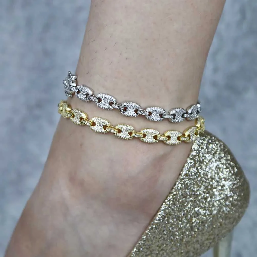 Tobilleras de verano de 8 mm con cuentas de café CZ brillante con circonita cúbica 5A de alta calidad, cadena para pierna para mujer de 9 y 10 pulgadas_voghion.com