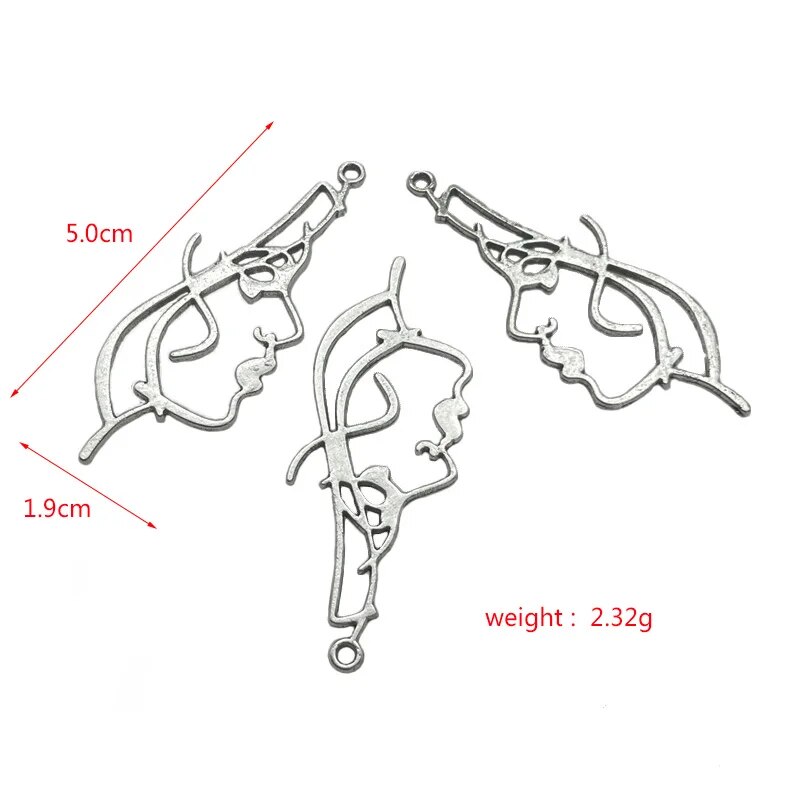 JunKang 10 Parça Alaşımlı Charm Portre Güzel Kadın Kolye DIY Yapımı Bilezik Kolye Bağlantı Parçası_voghion.com