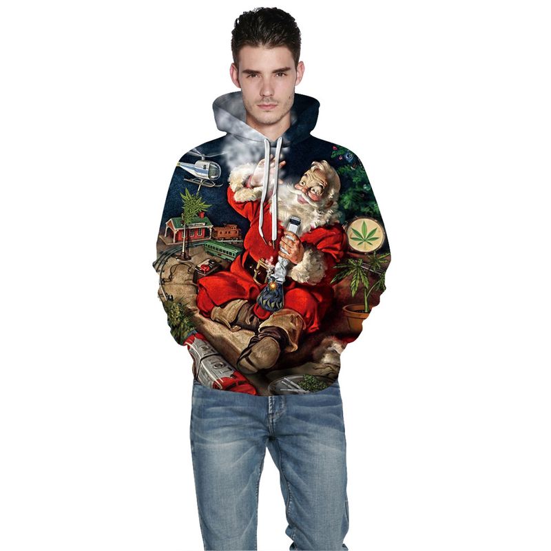 Women's Clothing Grinch digital printing couple wear trendy loose casual hooded sweatshirt_voghion.com