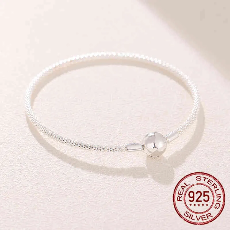 Echte Sterling Silber Perlen Schlangenkette Armband Roségolddraht passend für Original Pandra Bead Charm Damen Schmuck 2022_voghion.com