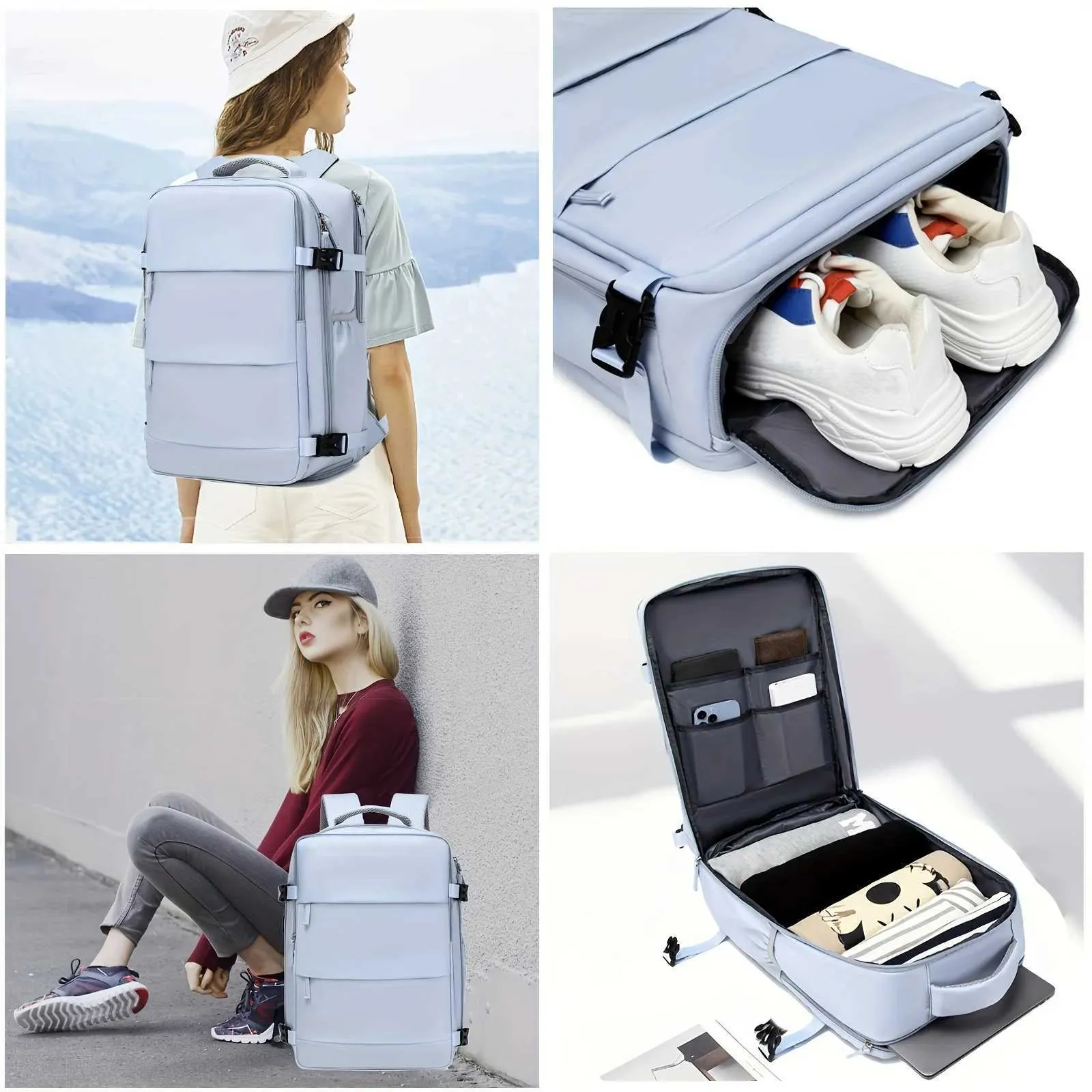 Sac à dos de grande capacité avec compartiment à chaussures en Dacron, sac à dos léger pour ordinateur portable avec port de chargement, mode voyage_voghion.com