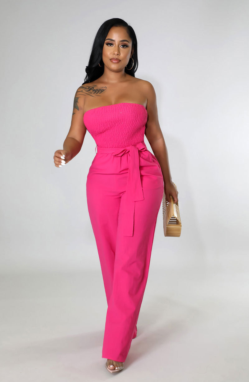 Women's Summer Jumpsuit Casual Solid Colour Bra Style Bodysuit_voghion.com