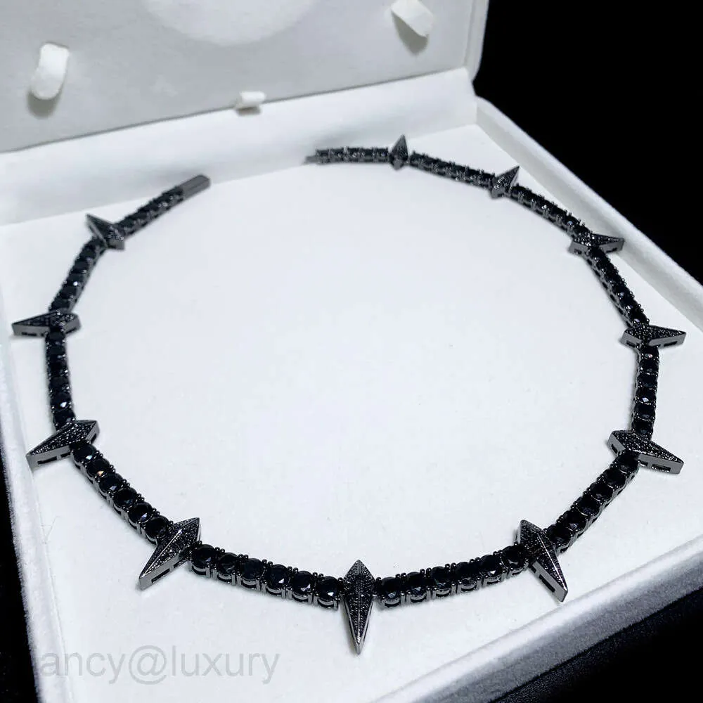 Hip Hop 5mm Zircon Inlay Tennis Chain Panther Halsketting Zwart Goud Plating_voghion.com