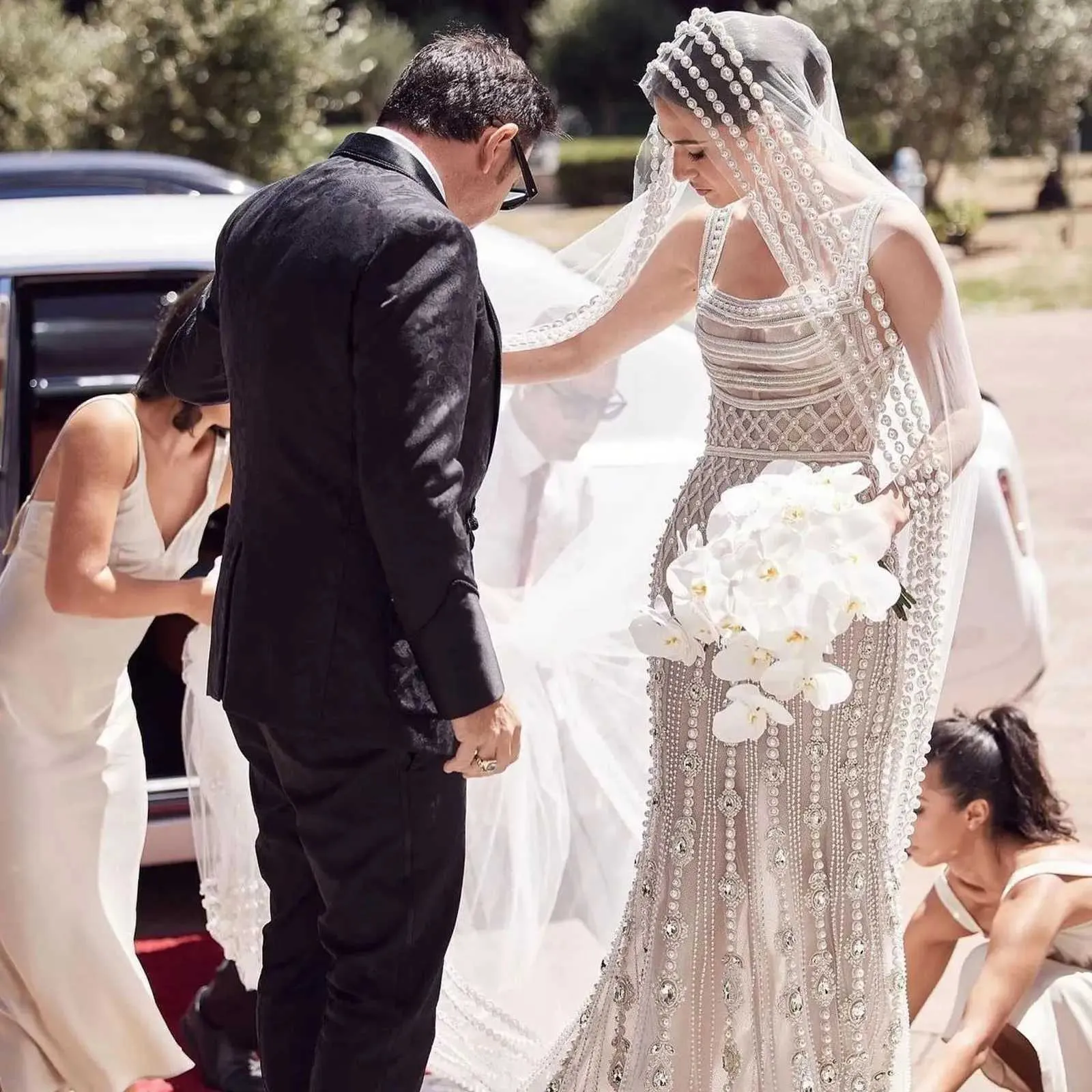 Voile de mariée extra long, cathédrale, perlé, 3 m de large, avec peigne, accessoires de mariage, V159_voghion.com