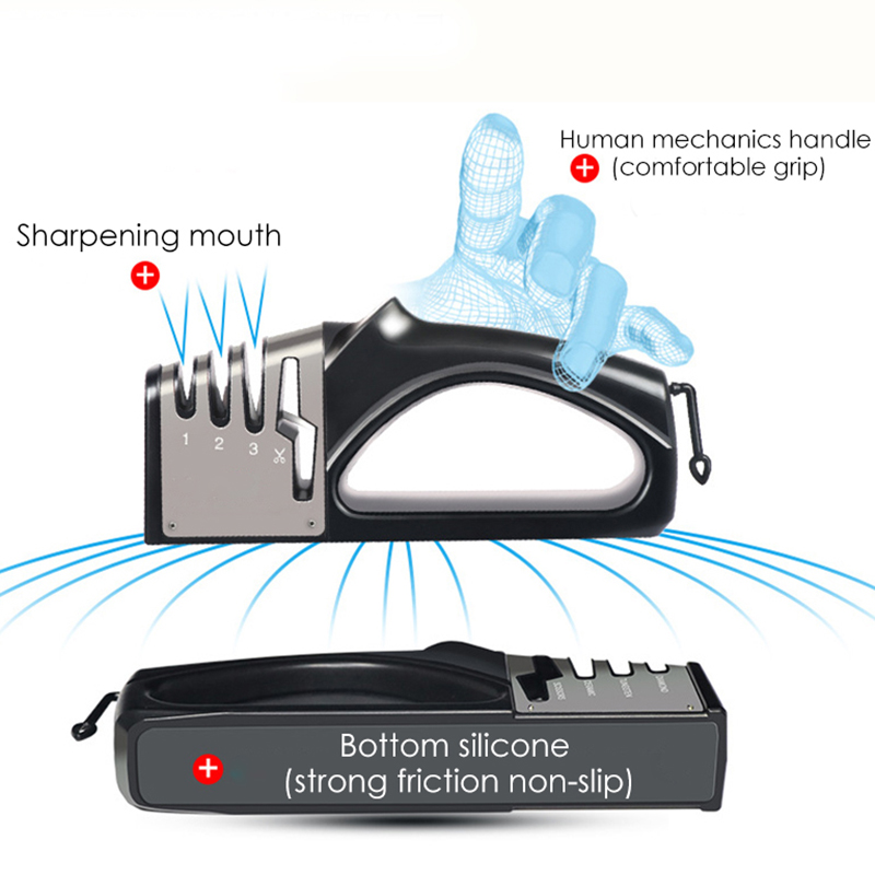 Affilacoltelli 4 in 1 con rivestimento in diamante e forbici per coltelli e forbici da cucina Sistema di pietra per affilatura Lame in acciaio inossidabile_voghion.com