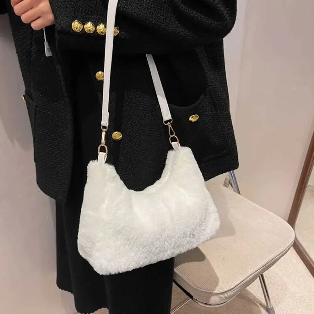 Womens Fi shoulder womens underwear bag soft plush handbag Y241025_voghion.com