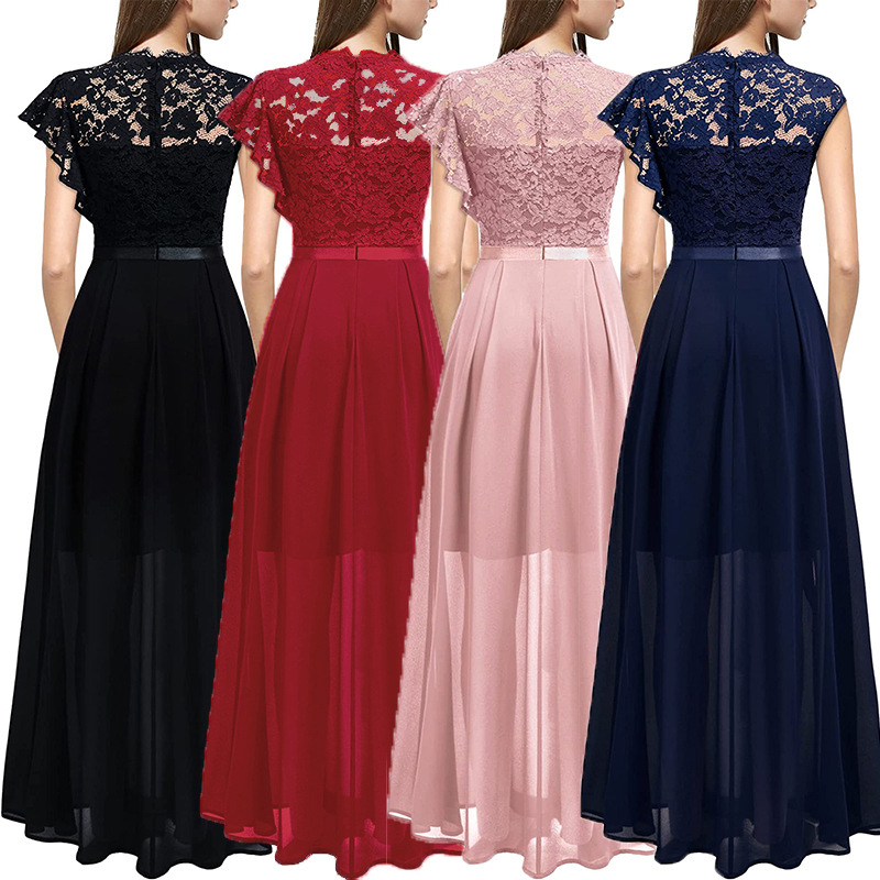 Damen Abendkleid Mit Spitze Für Hochzeiten Und Festliche Anlässe_voghion.com