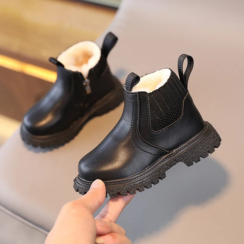 Botas de nieve Happysteps de piel sintética para bebé, muy cálidas, para otoño e invierno, para niño y niña, talla 38-44_voghion.com