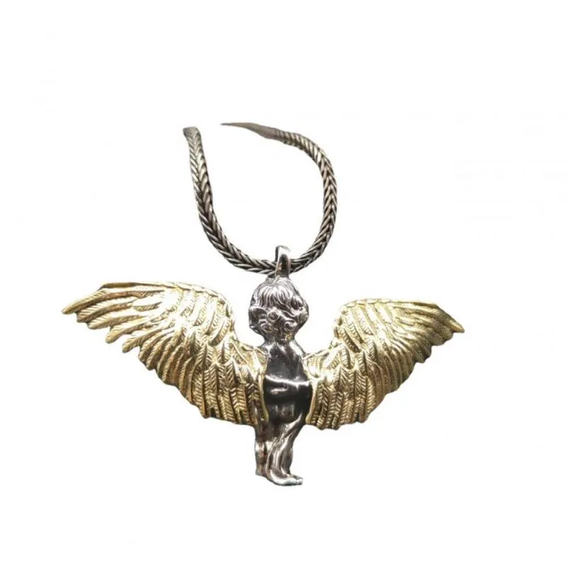 Collane con ciondolo alla moda, carine, color oro, a forma di piccolo angelo, unisex, tendenza, gioielli per feste e banchetti_voghion.com