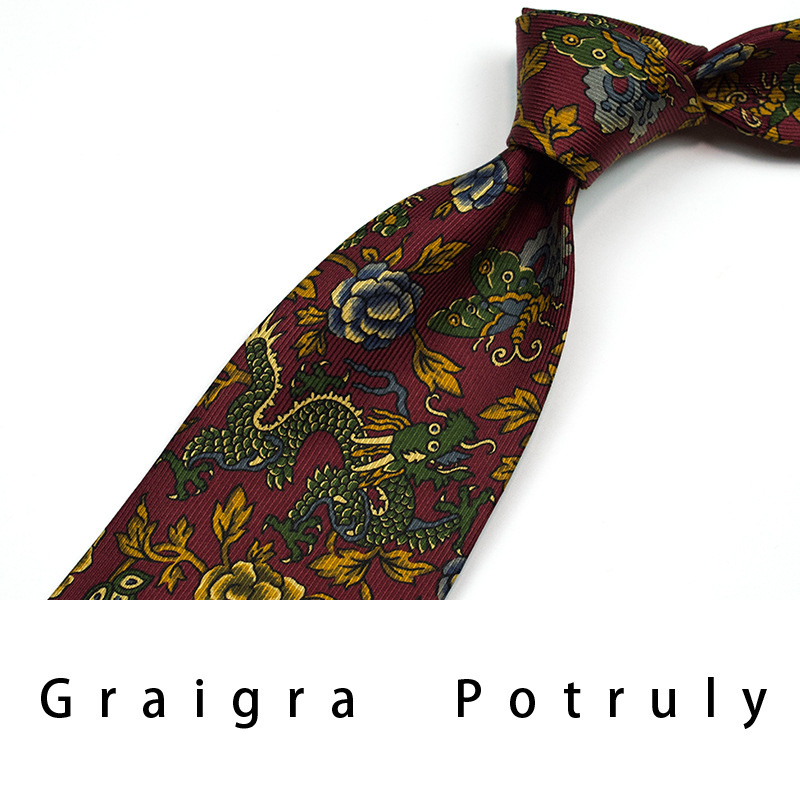 Men's Ties & Handkerchiefs replacement burgundy second-hand coffee color imported quality mulberry silk printed silk paisley men's tie extra wide_voghion.com