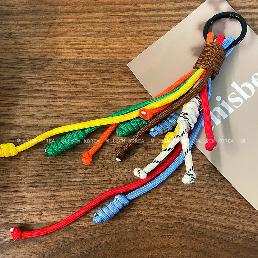 Korean Stylish Rainbow Rope Pendant Chain Jewelry Strap Handmade Landyard Accessrioes Keyring Bag Women Phone Hanging_voghion.com