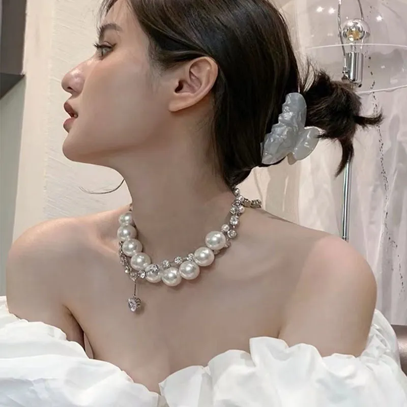 Collier avec pendentif en perles de zircon pour femmes et filles, chaîne en argent plaqué, bijoux tendance, cadeau de fête, style 2023, CN23_voghion.com