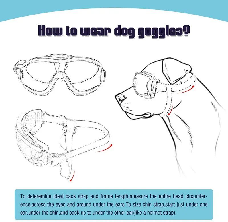 Lunettes de soleil tendance pour petits chiens, coupe-vent, anti-poussière, avec bande réglable pour protection UV_voghion.com