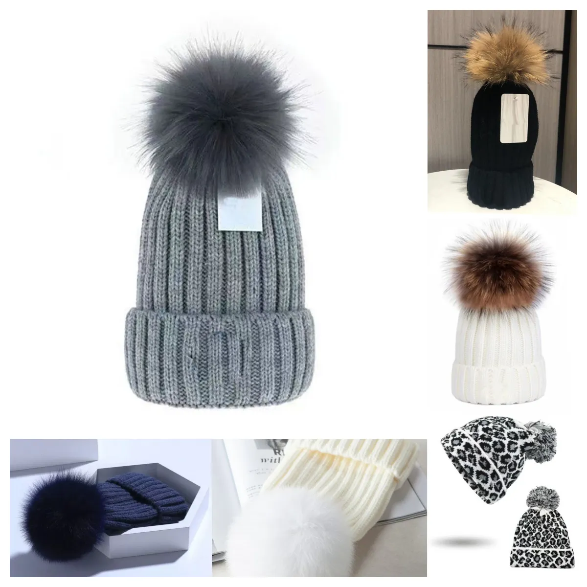 Cap mens designer bucket hats unisex mew fashion women ladies warm winter beanie large fur Pom Poms Bobble Hat_voghion.com