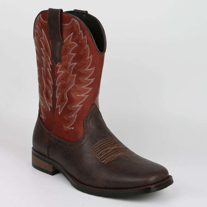 Herren Western Cowboystiefel im Retro-Stil mit gebratenem Straßenritter-Stil_voghion.com