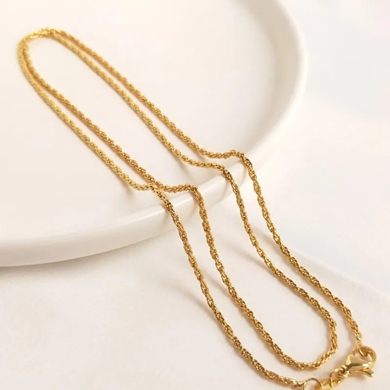 Chaînes plaquées or véritable, rétention de couleur, 60 cm de long, collier, accessoires de fabrication de bijoux, accessoires de bijouterie_voghion.com