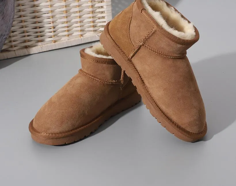 Damen Ultra Mini Shearling Bootie Jetzt weich bequem Schaffell warm halten Boot Hacke mit Karte Dutbag schön_voghion.com