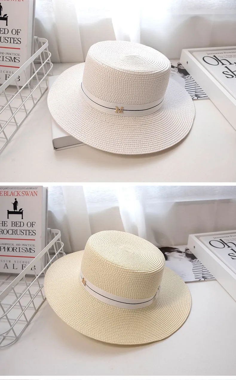 Stréi einfach flaach M Buschtaf elegant wäiss englesch Top Fra Summer Schutz Mier Resort Sonnehut_voghion.com