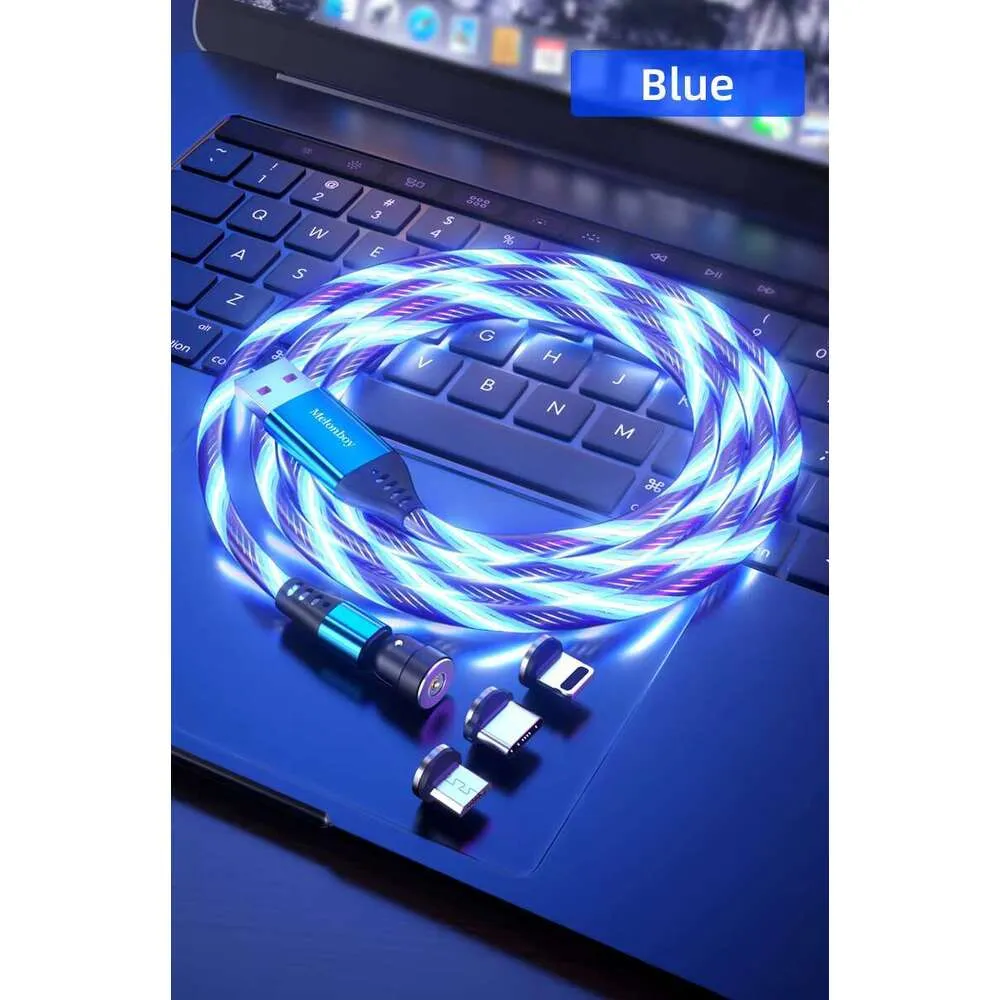 Mobile Accsori 540 Rotating LED Wing Magnetic Charging Cable, Phone Light Emitting USB Cable Charger For Mobile_voghion.com