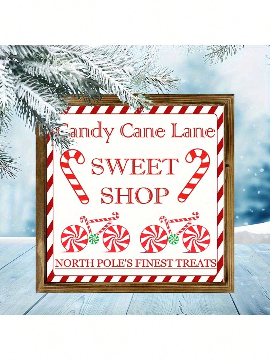 Christmas Candy-Red&White Holiday Decor - Wooden Plaque - For Home, Kitchen Or Christmas Gift, Holiday Kitchen Decor, Christmas Decorations Room Decor_voghion.com