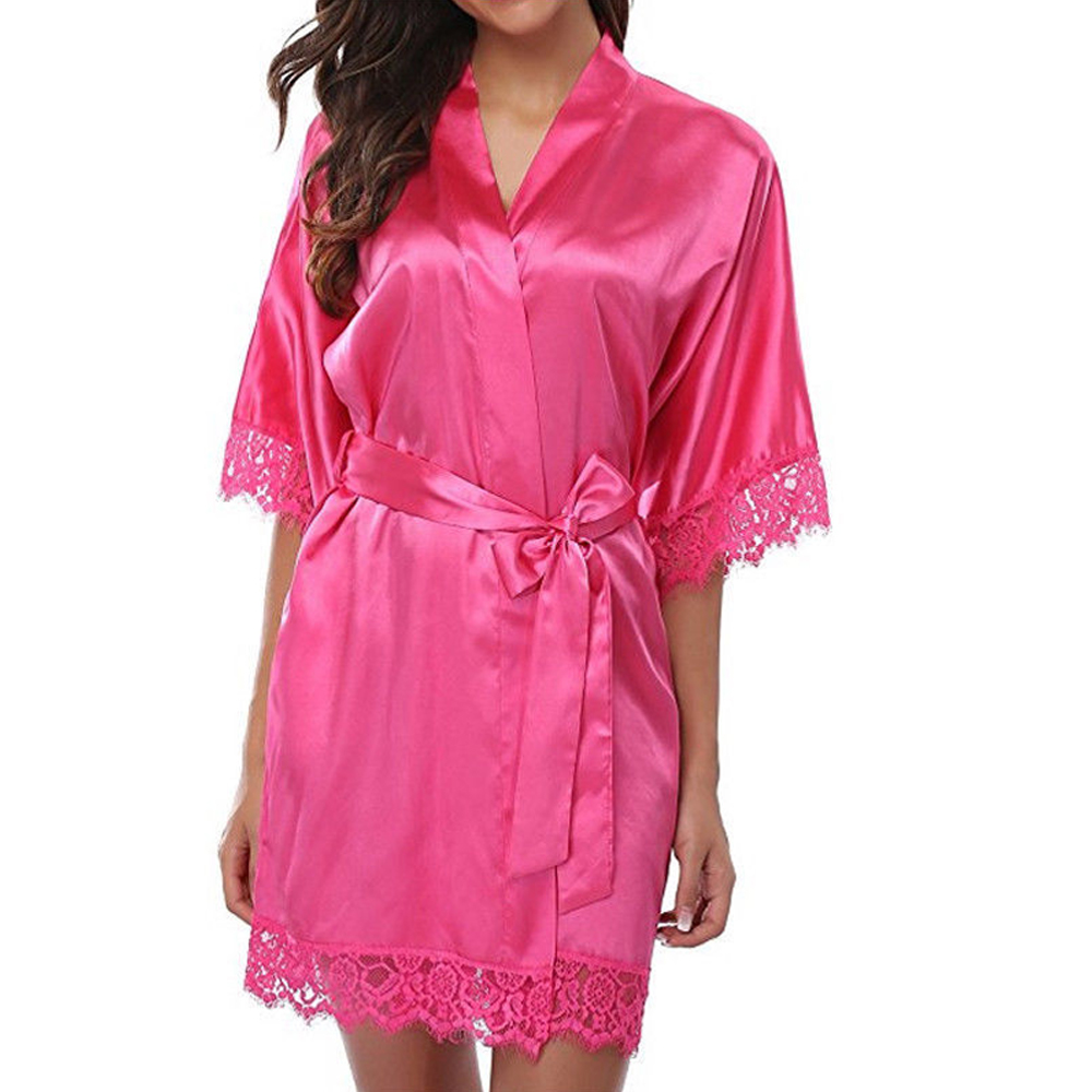 InjSatin-Robe de nuit en dentelle pour femme, lingerie sexy, douce, lisse, pyjama_voghion.com