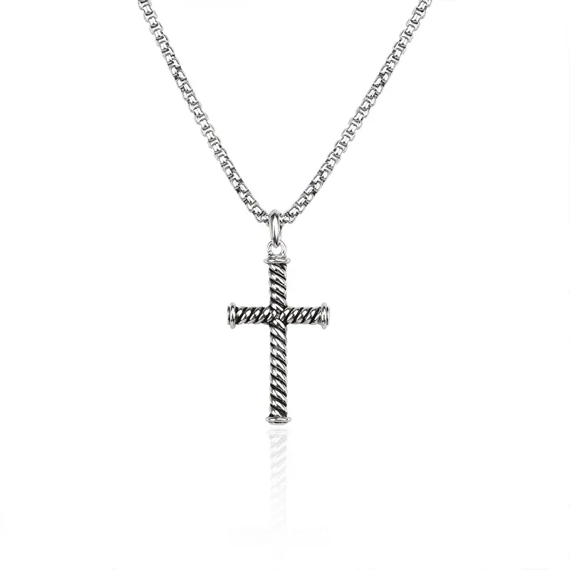Collana con ciondolo religioso classico, con cavo intrecciato, doppia X, stella esagonale, intarsiata, catena di cristallo, collane DY Retro_voghion.com