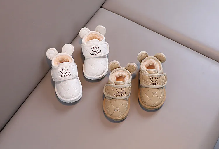 Stivali da neve invernali caldi e antiscivolo per bambini e bambine, con velcro, Happysteps, scarpe con cartoni animati e conigli, taglie da 1 a 6 anni_voghion.com