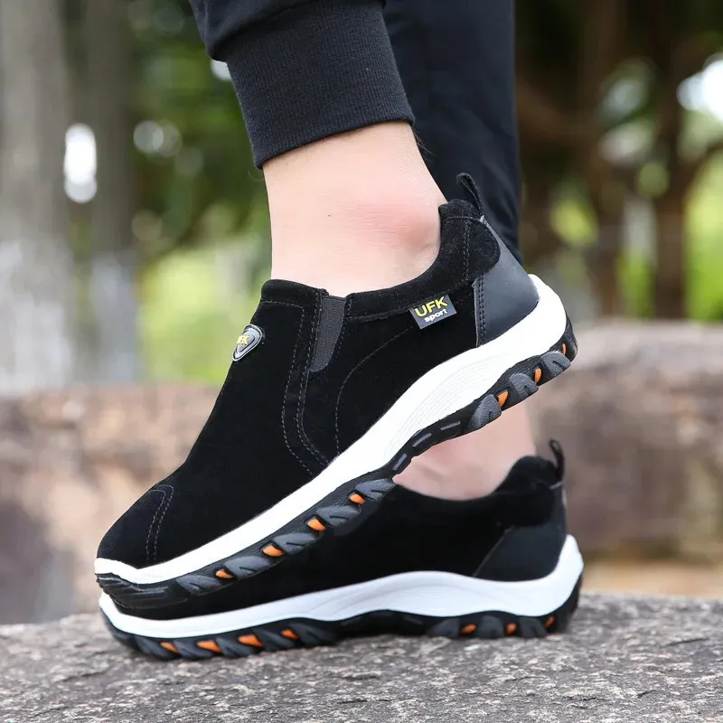 Baskets décontractées pour hommes, chaussures de marche en plein air, mocassins d'automne à enfiler en cuir suédé, grande taille 48 49 50_voghion.com