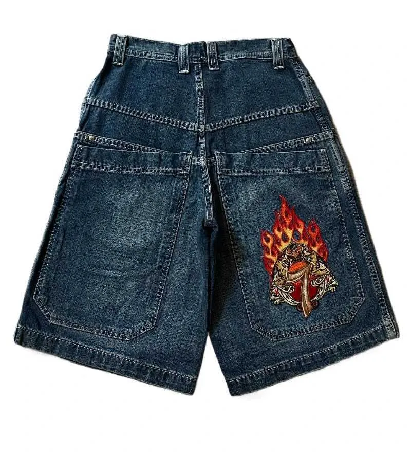 Y2K Baggy Gothic American Streetwear Pocket Printing Denim Gym Hip Hop Men Women Haruku Basketball Shorts X250220_voghion.com