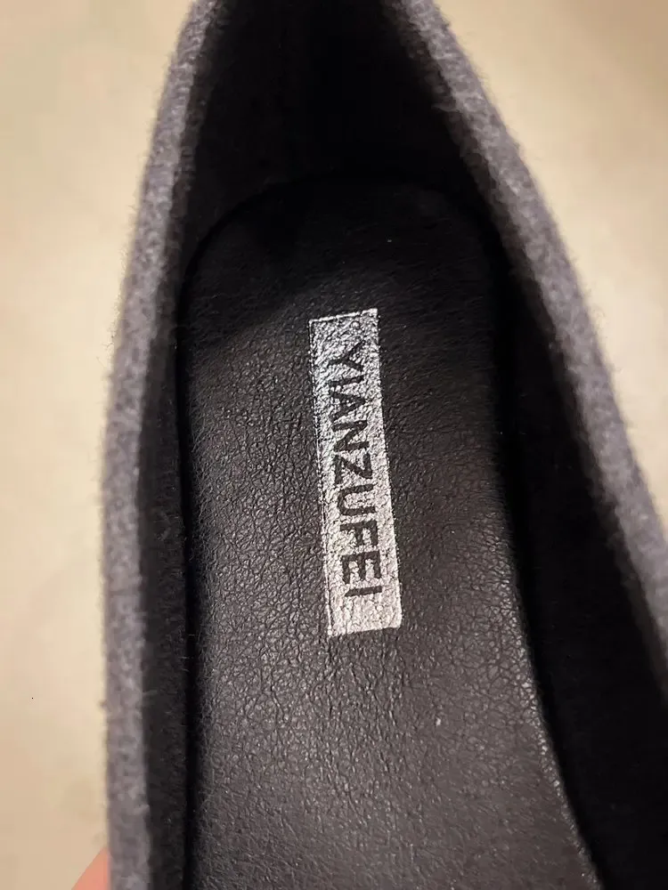 Ballerinas mit Schleife aus Filz für Damen, quadratische Zehenpartie, flach, modisch, Bootsschuhe für Damen, schwarz, Frühling/Sommer 241111_voghion.com