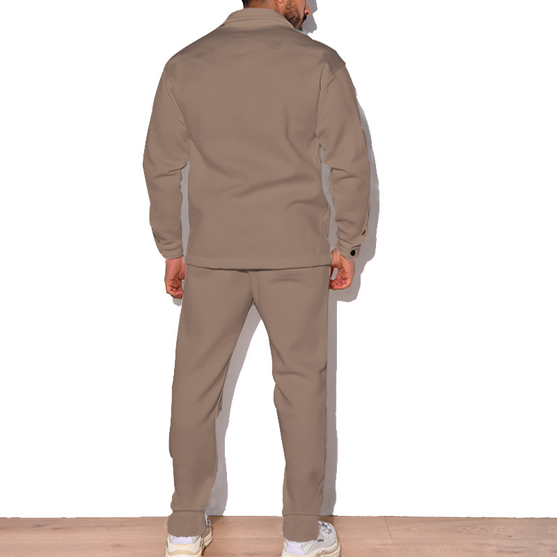 2024 Große Mode Trendy Herren Herbst Knopf Wildleder Casual Jacke Hose 2 Stück Set_voghion.com