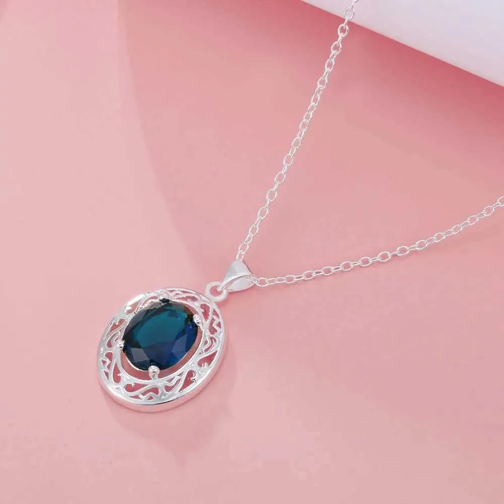 Hääkorusetit JewelryTop Sterling Sier Elegant Blue Crystal Kaulakorut Sormukset Naisille Muoti Juhlalahja H240504_voghion.com