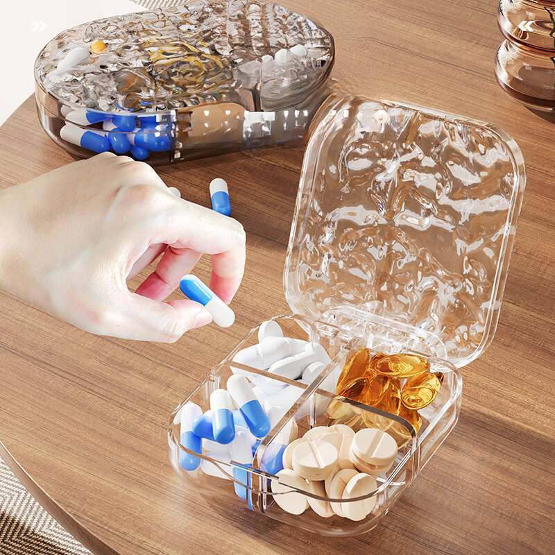 Geantă de călătorie pentru medicamente cu model ghețar, curea transparentă din plastic cu compartimente, portabilă șapte zile, ambalată într-un..._voghion.com