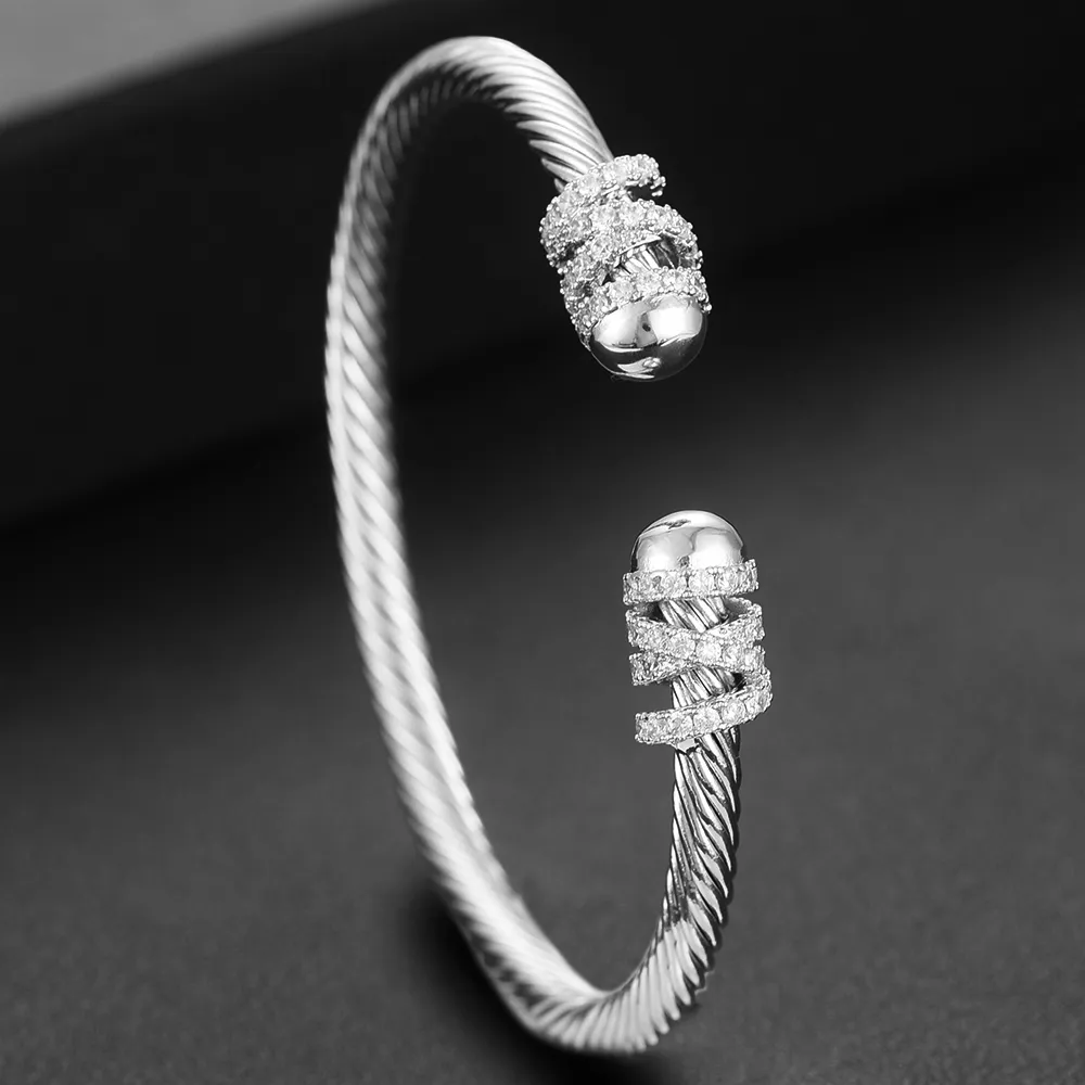 DAVID Designer Jewelry Mans DY Bangle GODKI Trendy Empilhável Cuff Para Mulheres Pulseira Completa Cubic Zircon Cristal_voghion.com