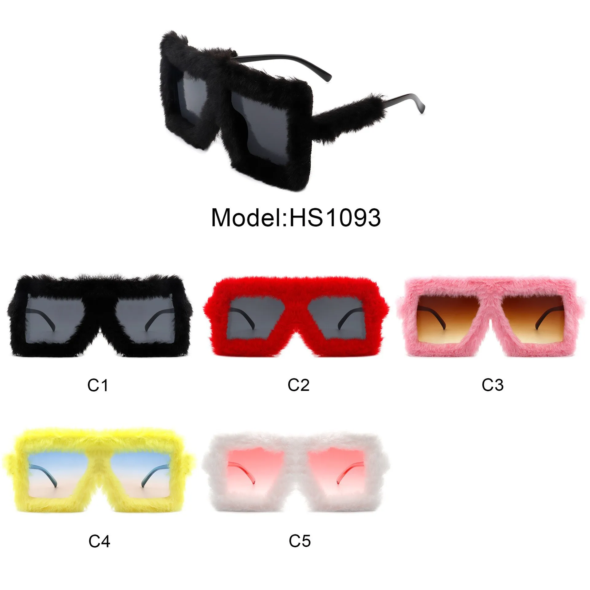 Furry Square Sunglasses For Women Oversized Gradient Shades_voghion.com