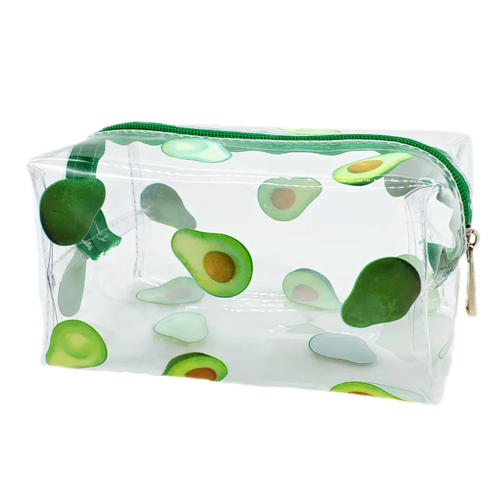 Borsa da toilette trasparente in PVC per cosmetici, frutta e avocado, piccola, impermeabile, multifunzione, per donne e ragazze, portapenne_voghion.com