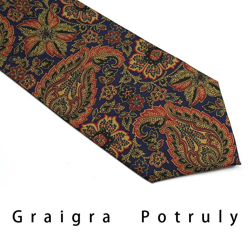Men's Ties & Handkerchiefs replacement burgundy second-hand coffee color imported quality mulberry silk printed silk paisley men's tie extra wide_voghion.com