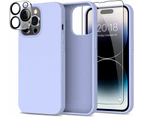 For IPhone 13 Pro Silicone Case With Screen Protector & Camera Lens Protector [Set Of 3] 360 Protection Pack For IPhone 13 Pro 6.1", Purple_voghion.com
