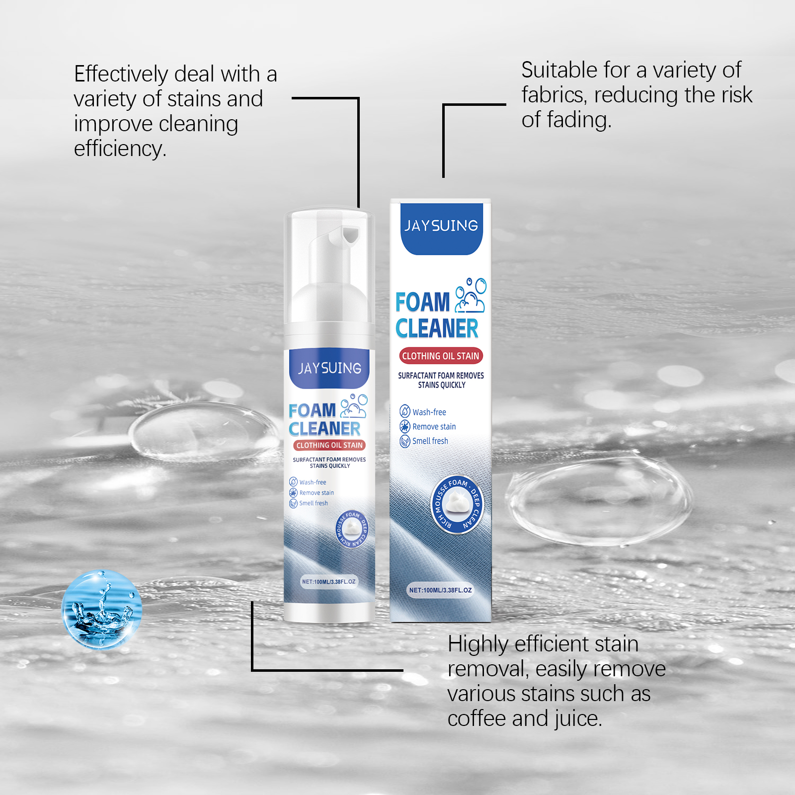 Jaysuing Clothing Oil Stain Foam Cleaner To Remove Stubborn Stains Leave Fragrance Clean Clothing Stain Remover_voghion.com
