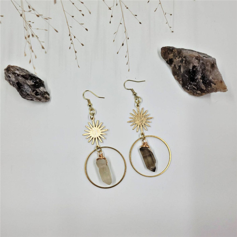 Earrings Golden Sun Crystal Earrings Bohemian Style_voghion.com