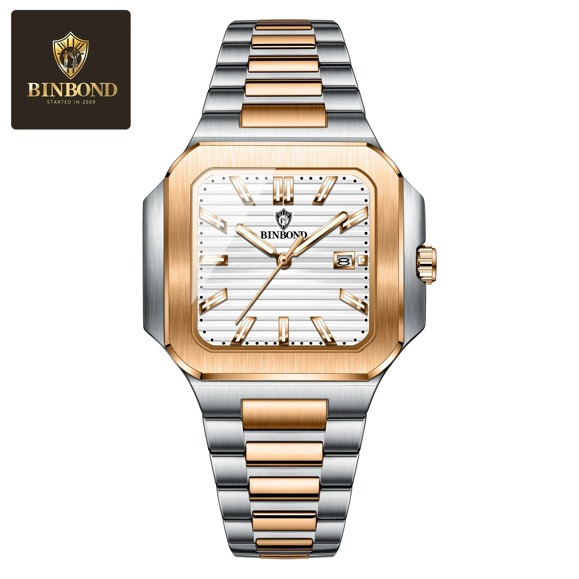 Luxury Classic Square Watch Waterproof Stainless Steel Men Wristwatch_voghion.com
