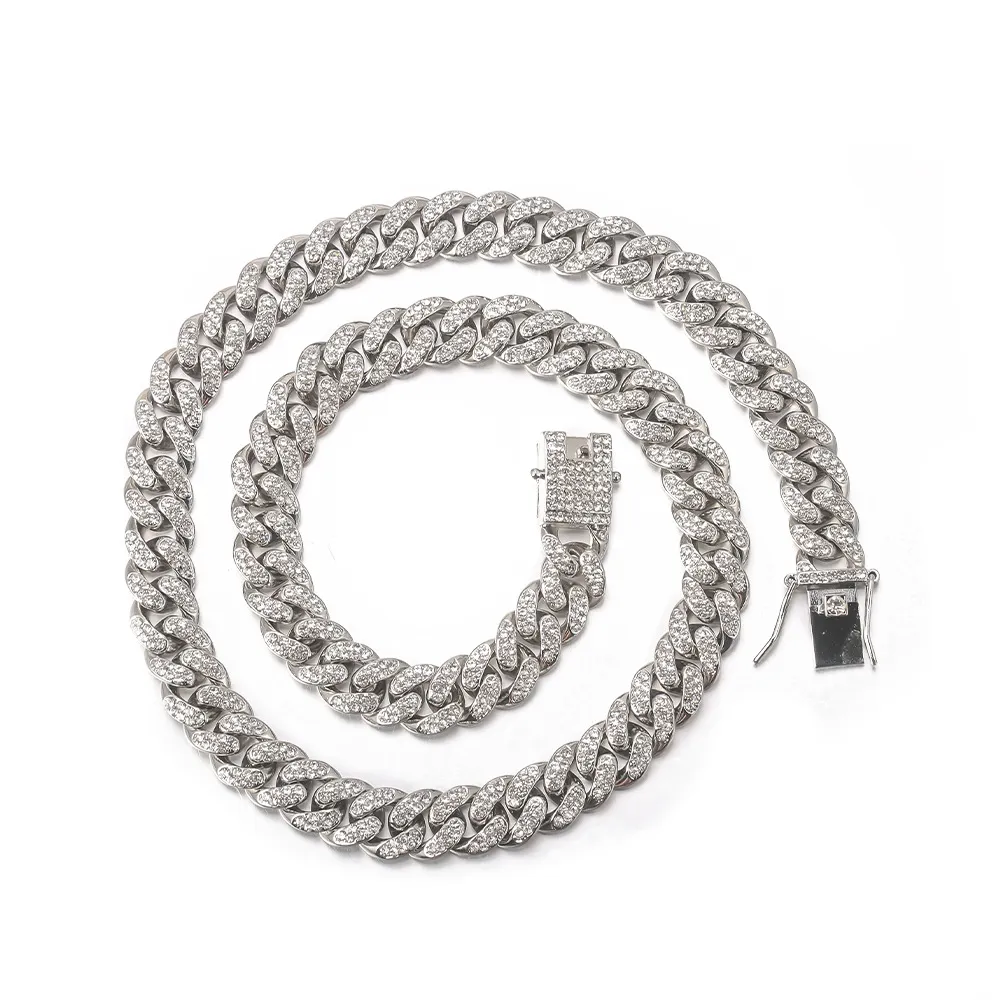 Catene Iced Out Catena Bling Miami Cuban Link Strass Orologio Collane Bracciale Donna Uomo Ciondolo Gioielli Hip Hop Choker_voghion.com