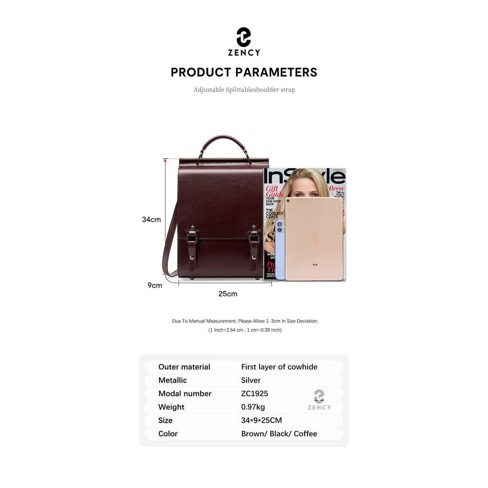Zency Women's Trend Retro A4 Backpack Preppy Style Student Satchel Laptop School Office Ladies Bags 2024_voghion.com