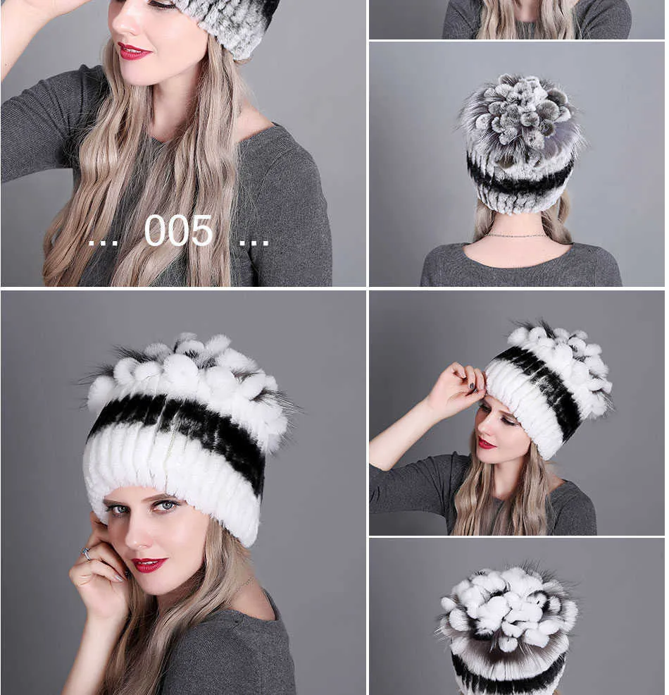 Knitted Rabbit Fur Hat For Women Winter Warm Fedora Style Cap_voghion.com