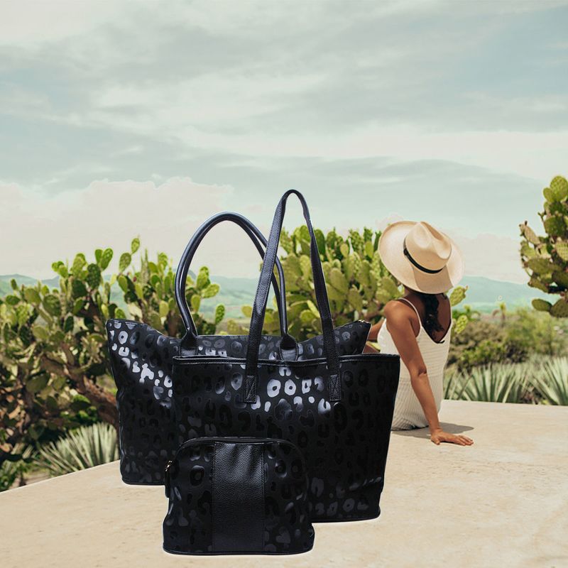 Reisetasche mit großem Fassungsvermögen, beige, schwarze Punkähte, Gepäcktasche, tragbare Umhängetasche für_voghion.com