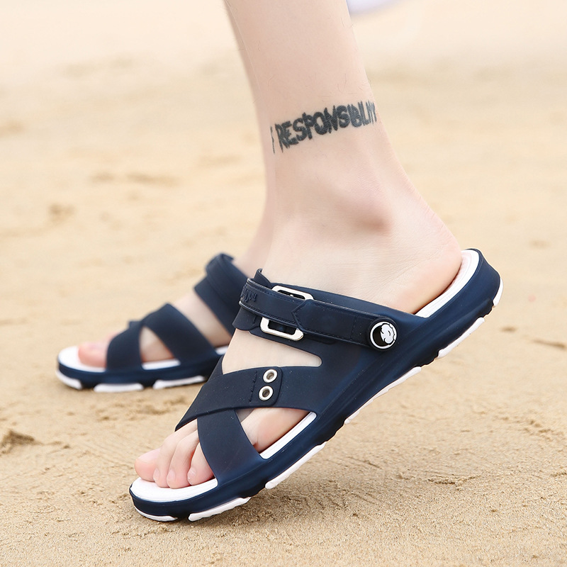 Men’s Shoes Lightweight Breathable Non Slip Sandals For Outdoor Seaside Travel Beach Shoes For Summer Large Size Couples Two Way Slippers_voghion.com